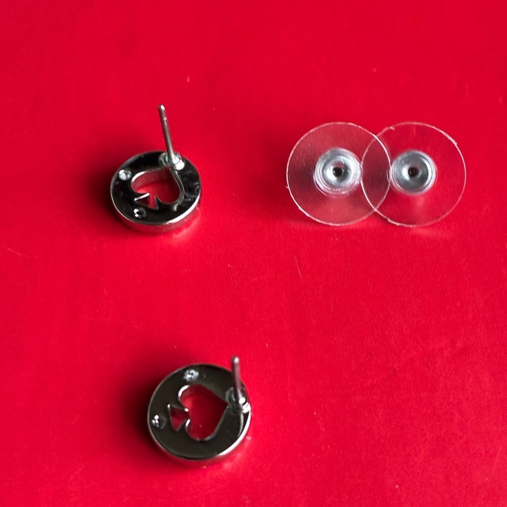 Kate Spade Silver and Crystal Spade Earrings - Picture 3 of 8